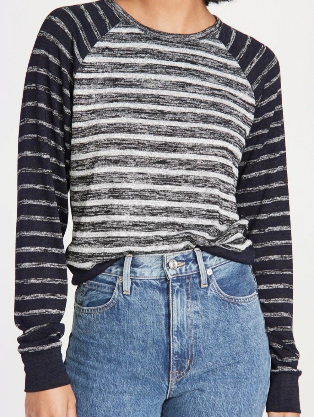Rag & Bone Striped Raglan Long-Sleeve Sweater